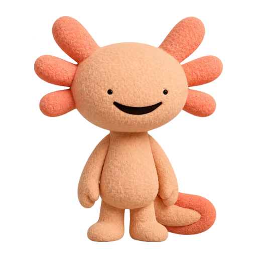 Amigo, a smiling peach axolotl companion